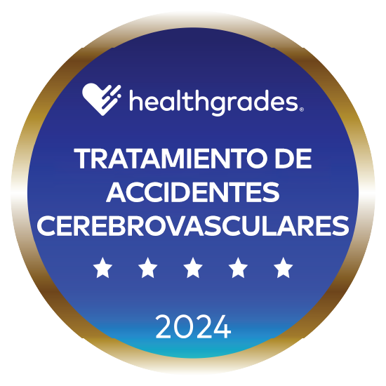 Galardonado con cinco estrellas por Healthgrades® para el tratamiento de accidentes cerebrovasculares en 2024