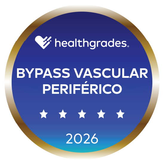 Ganador de cinco estrellas de Healthgrades® por tratamiento de enfermedad vascular periférica en 2022, 2024 y 2026