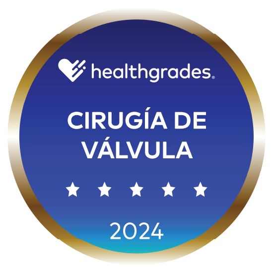 Ganador de cinco estrellas de Healthgrades® por cirugía de válvula en 2024​​​​​​​