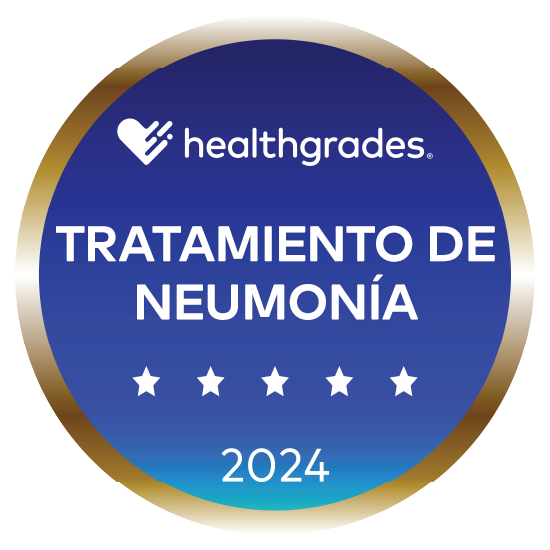 Ganador de cinco estrellas de Healthgrades® por el tratamiento de la neumonía en 2022​​​​​​​ y 2024