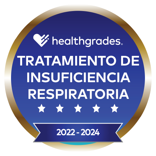 Ganador de cinco estrellas de Healthgrades® por el tratamiento de la insuficiencia respiratoria en 2022-2024