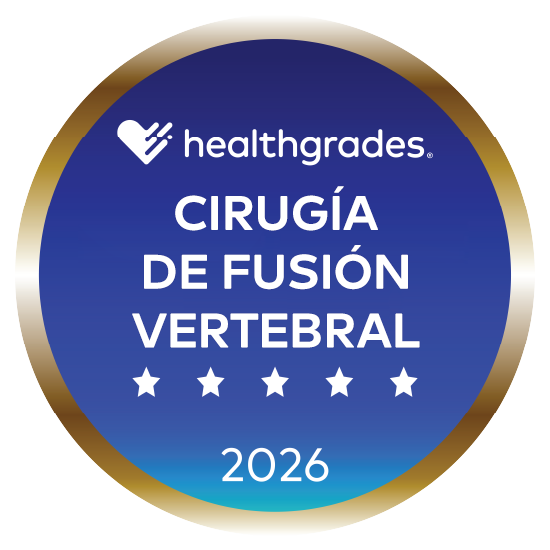 Ganador de cinco estrellas de Healthgrades® por cirugía de fusión vertebral en 2022 y 2026